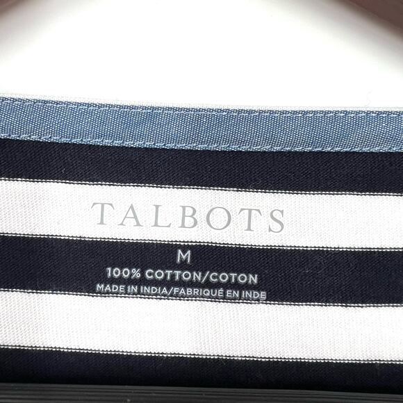NEW NWT Talbots Sz Medium Nautical Stripe Blouse Shirt Top Mature 3/4 Sleeve - Picture 2 of 7